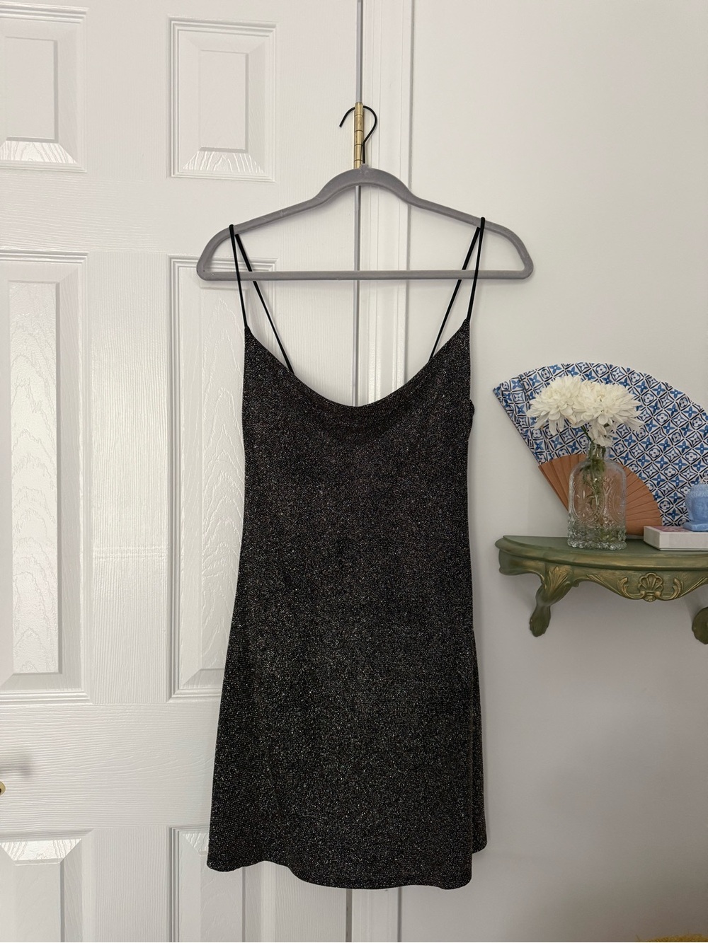 Urban Outfitters Black Sparkle Slip Dress